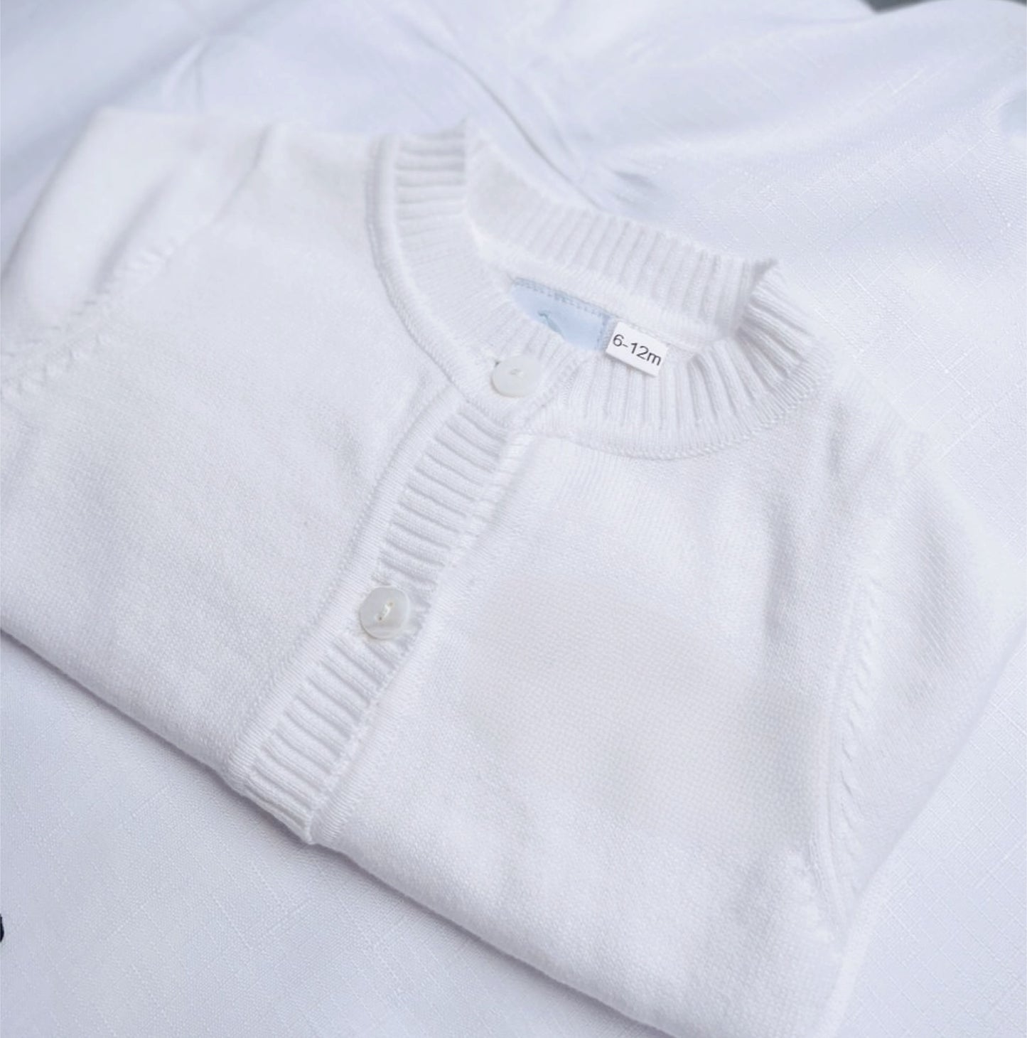 Baby white cardigan sweater 100% cotton with optional embroidery
