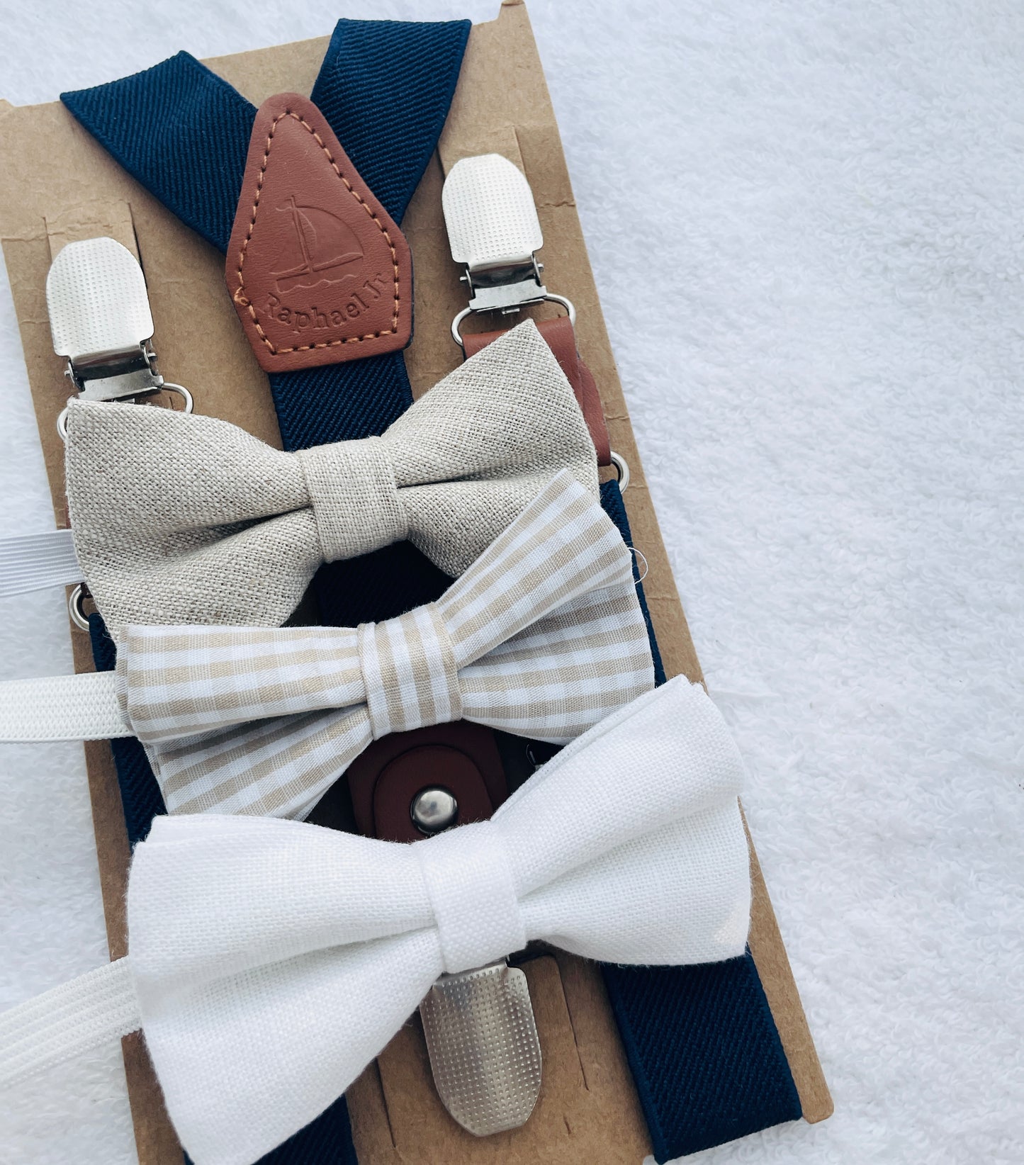 Baby and toddler bow ties and suspenders set