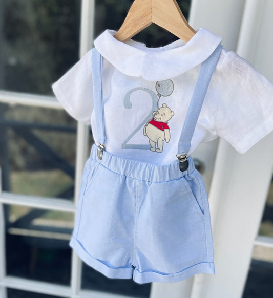 Boys pale baby blue chambray cotton shorts
