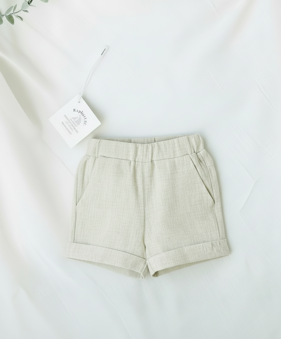 Boys beige natural pure linen shorts