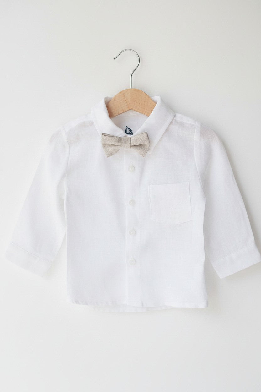 Boys white pure linen oxford collared shirt