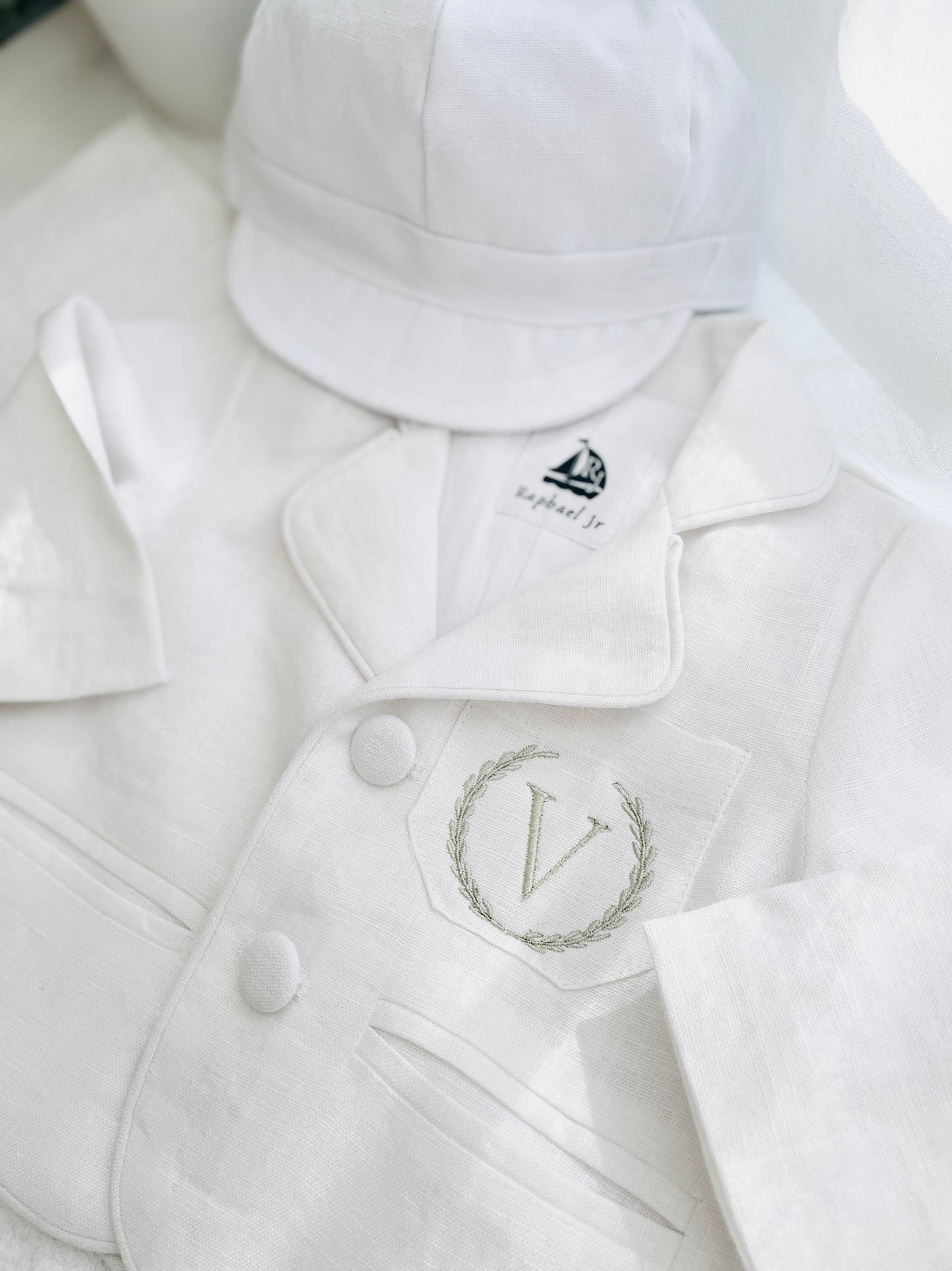 Boys White linen blazer jacket coat for Baptisms newborn to 4 years