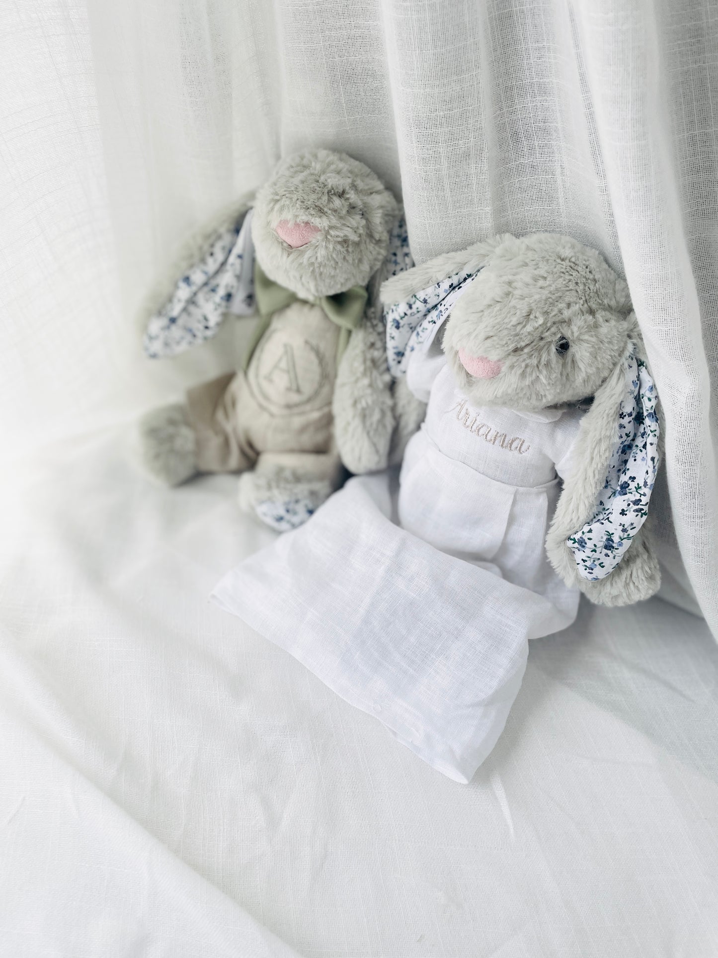 White Linen Baptism Gown romper with detachable skirt dress and optional embroidery