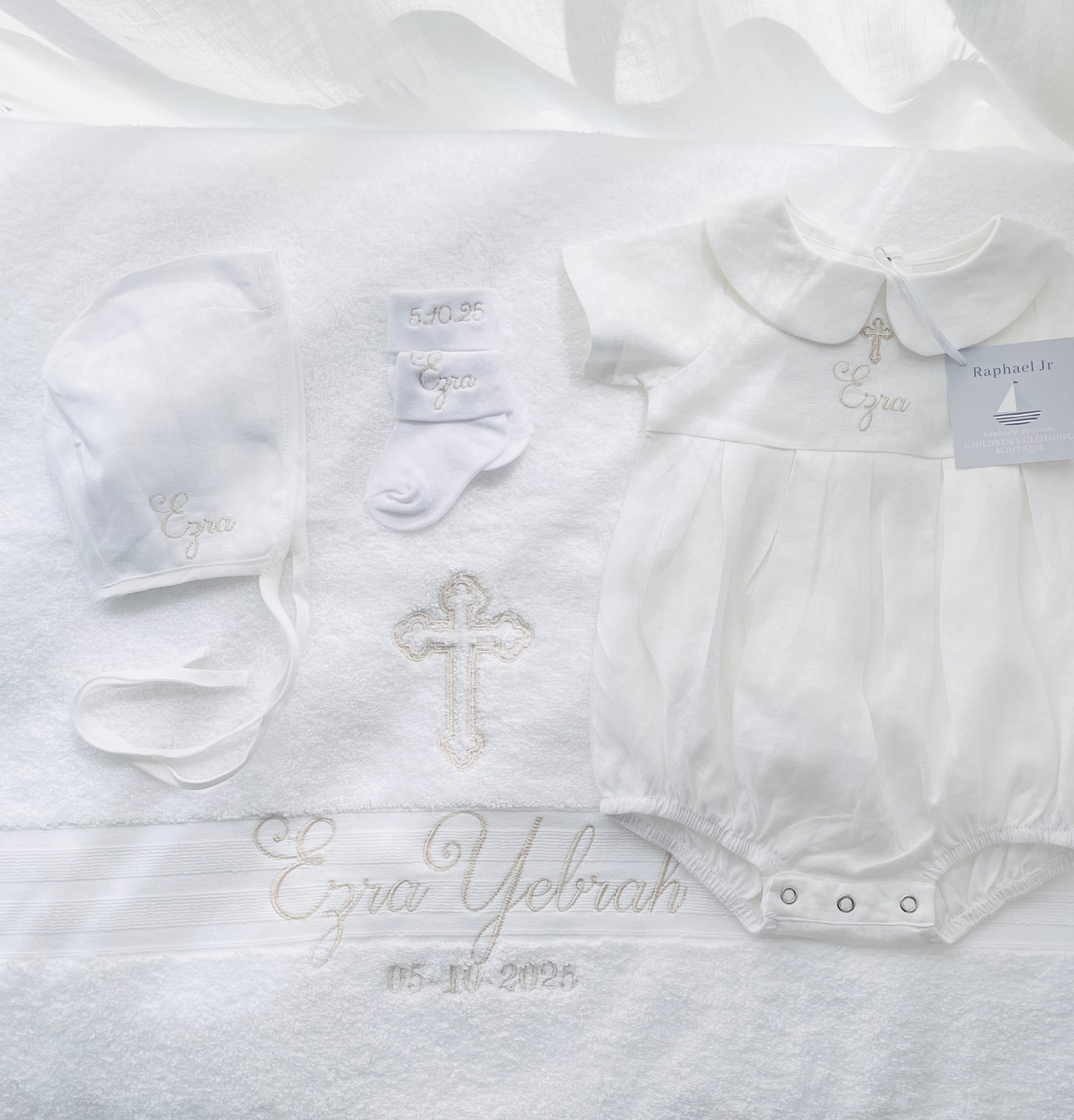 Personalised baptism christening embroidered bath towel