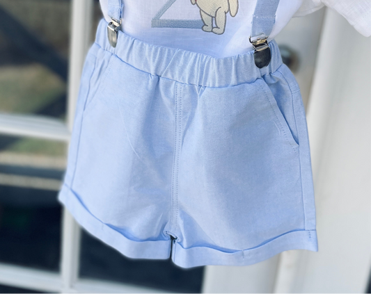 Boys pale baby blue chambray cotton shorts