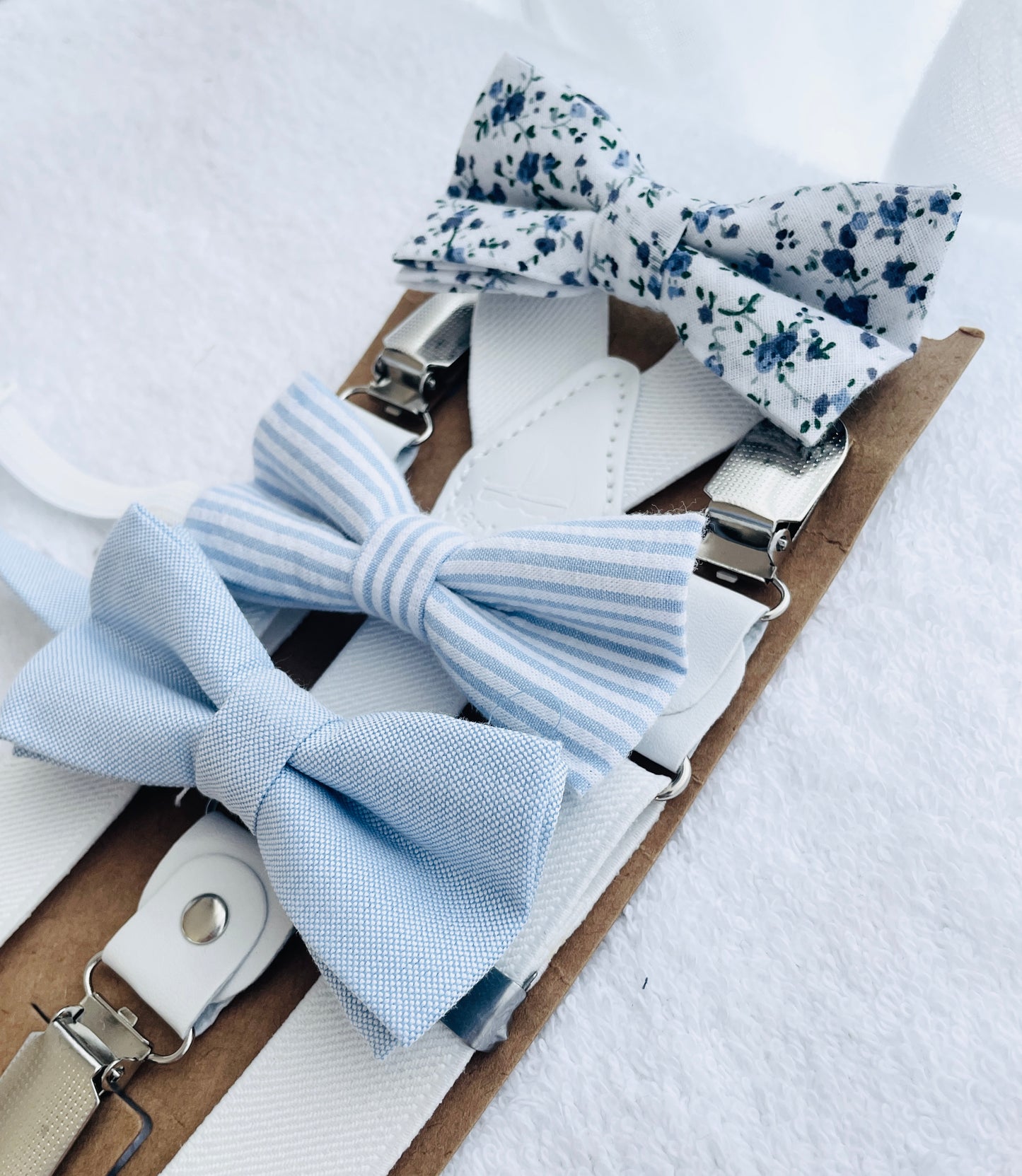 Baby and toddler boys pale blue chambray suit with blue vest, pants and jacket