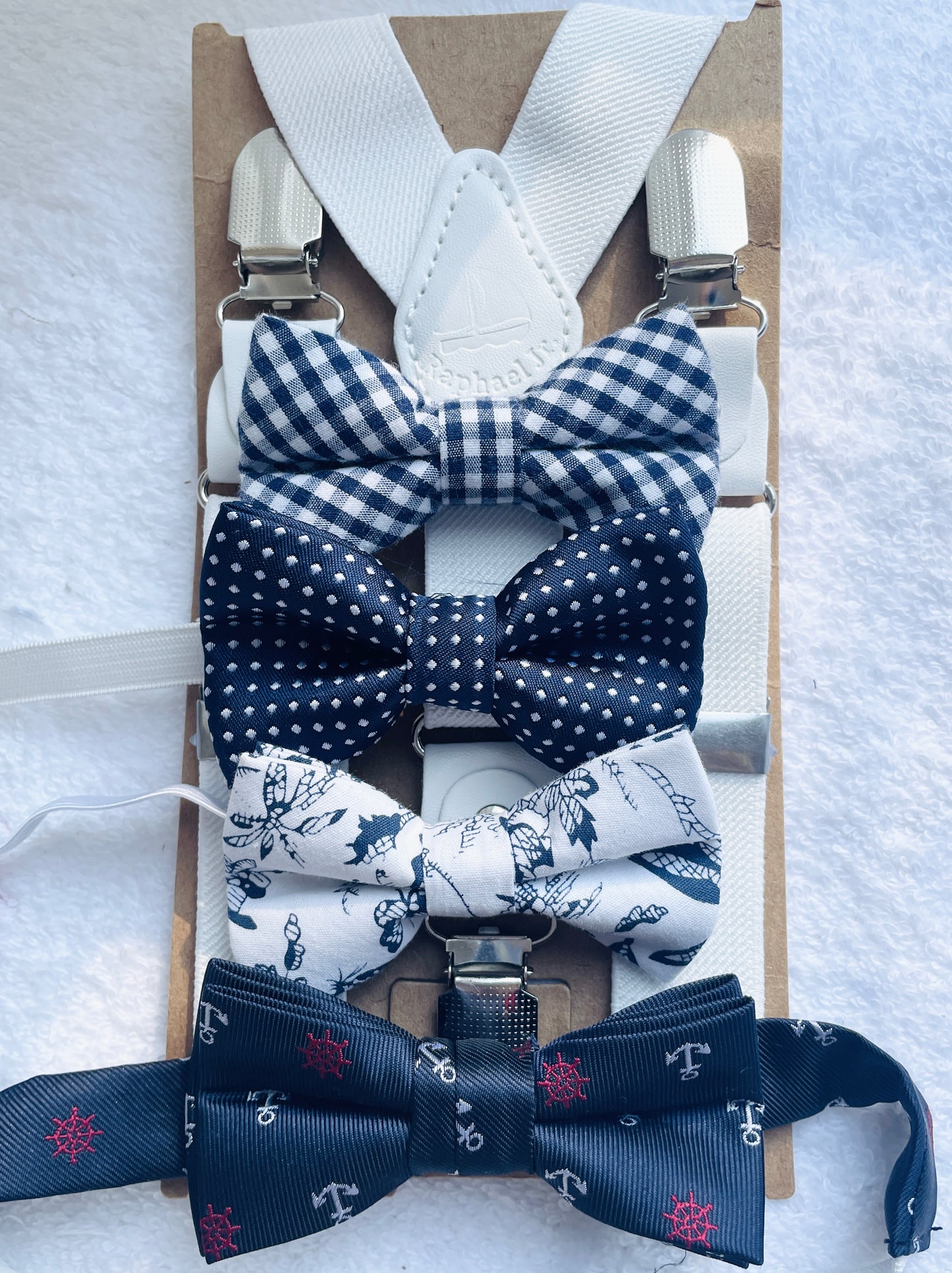 Baby and toddler bow ties and suspenders set