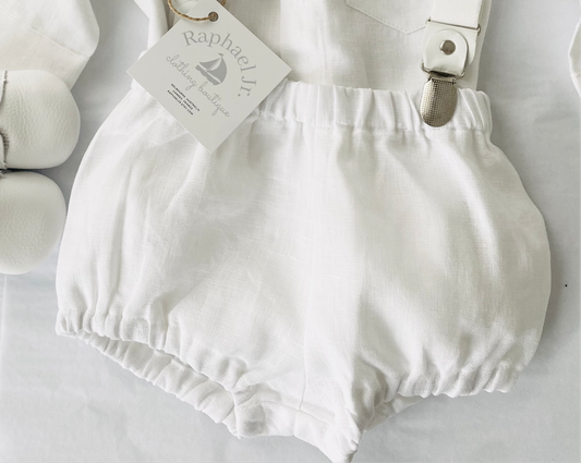 white pure linen bloomers