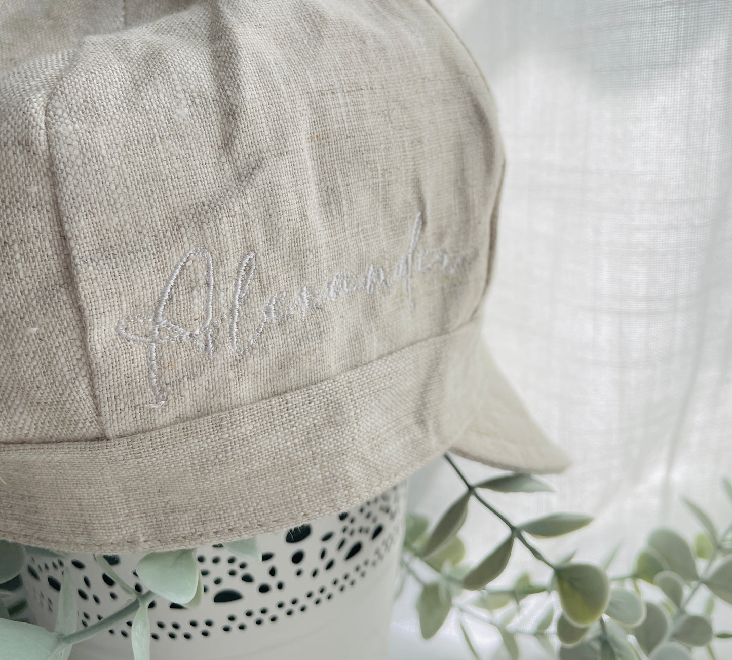 White and Beige Linen Set with optional Jacket Accessories and Embroidery Available