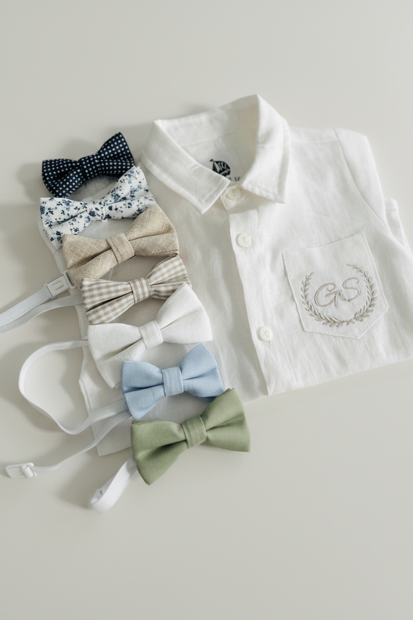 Baby and children's Pure linen white short sleeved shirt