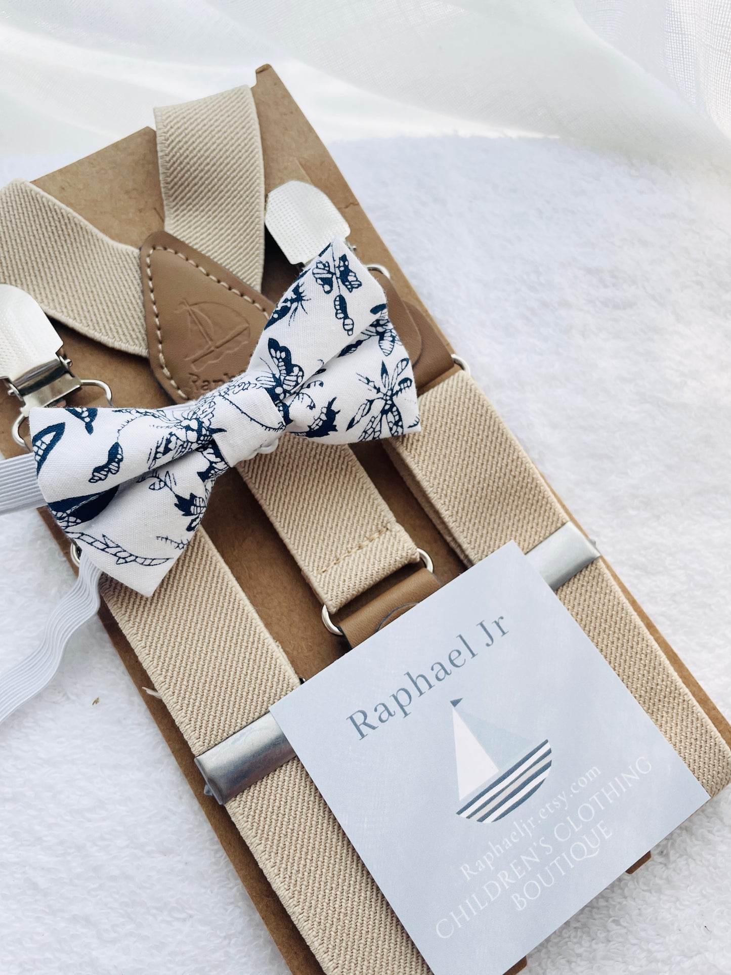 Baby and toddler bow ties and suspenders set