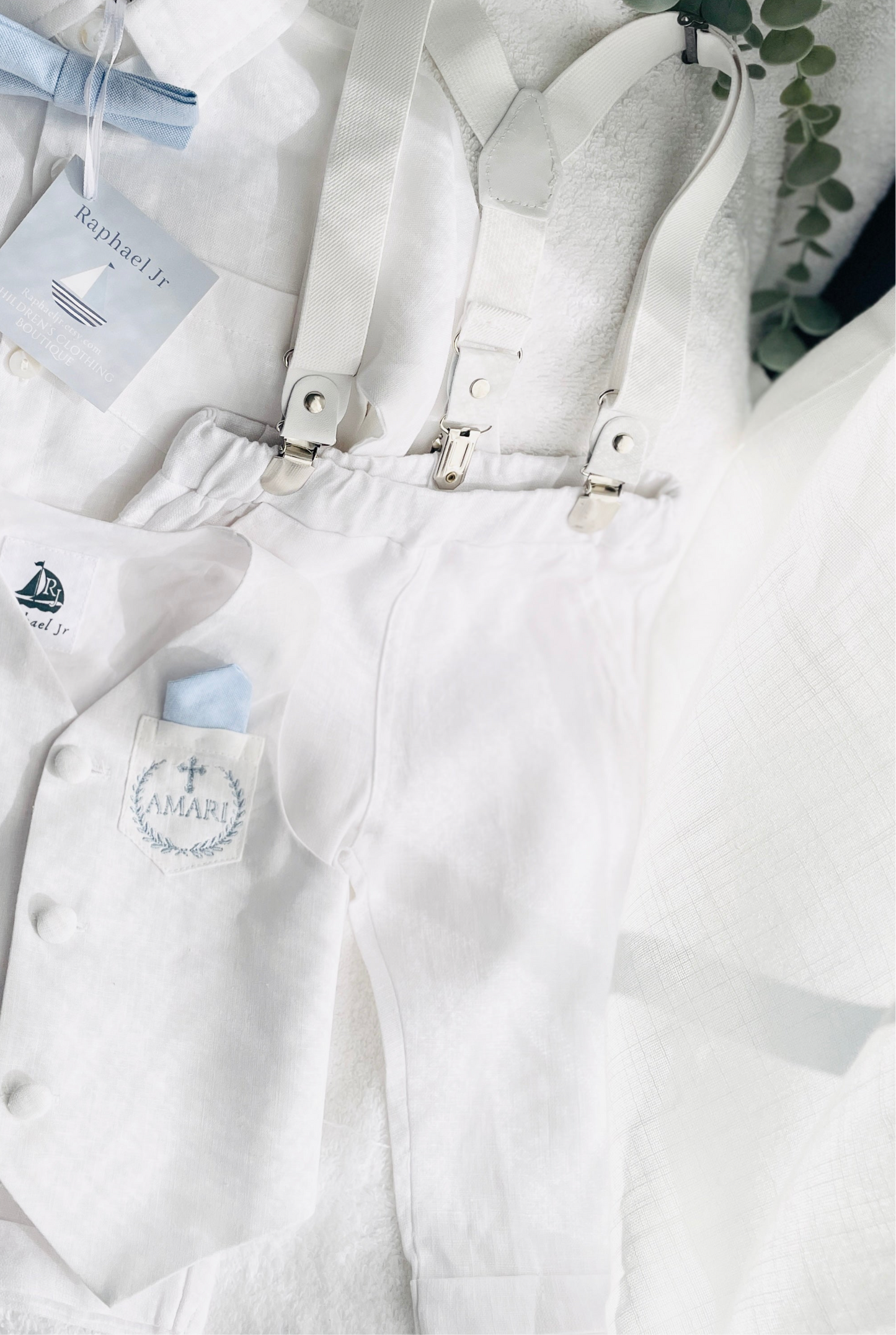 Boys white pure linen pants
