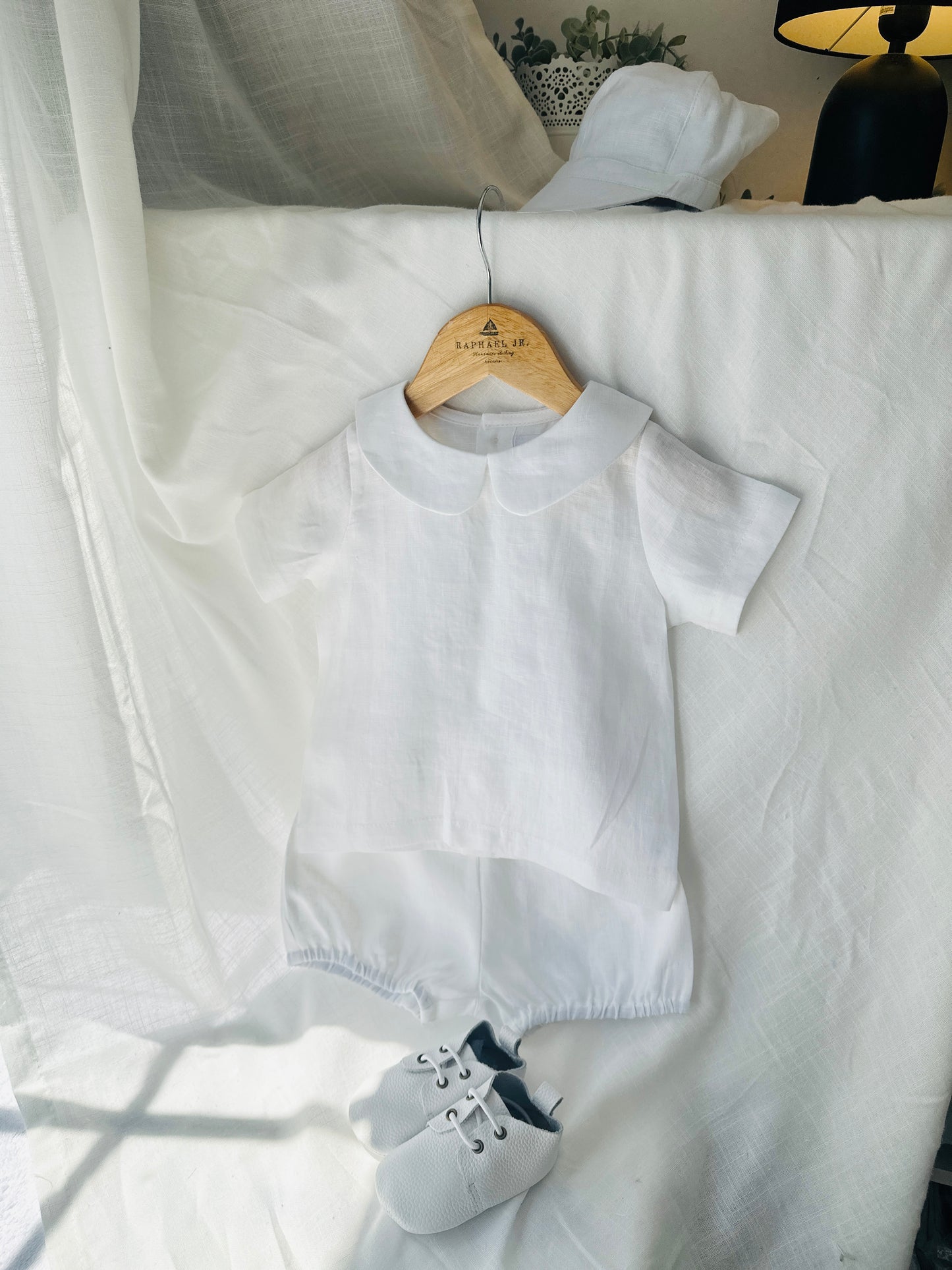 white pure linen bloomers