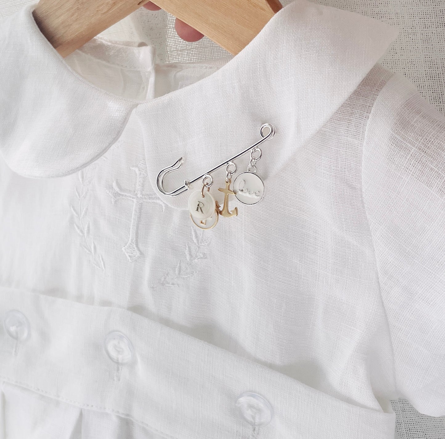 Baby Baptism keepsake Pin silver plated Brooch