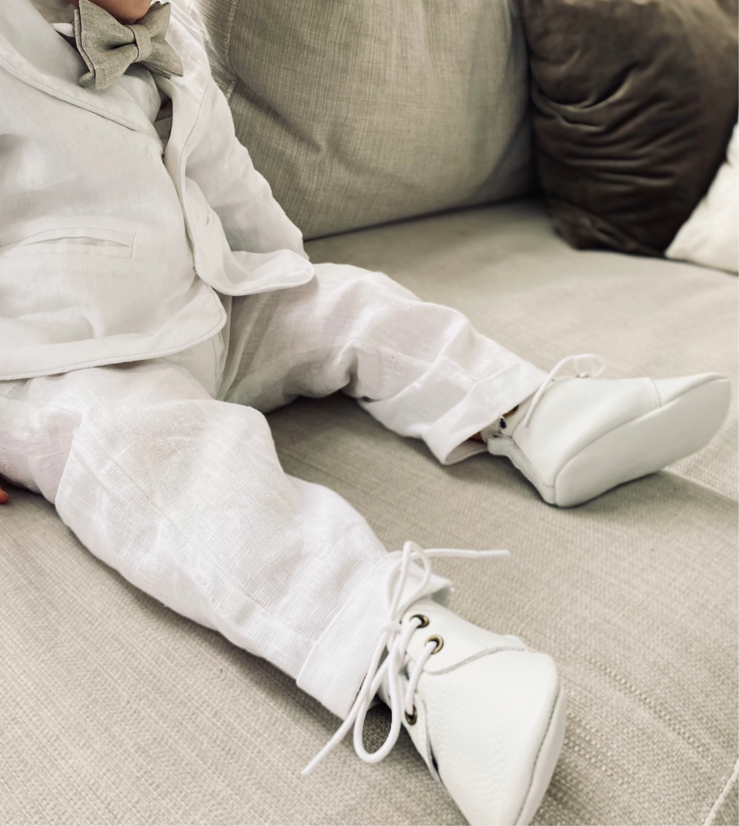 Baby and Toddler Boys white pure linen pants