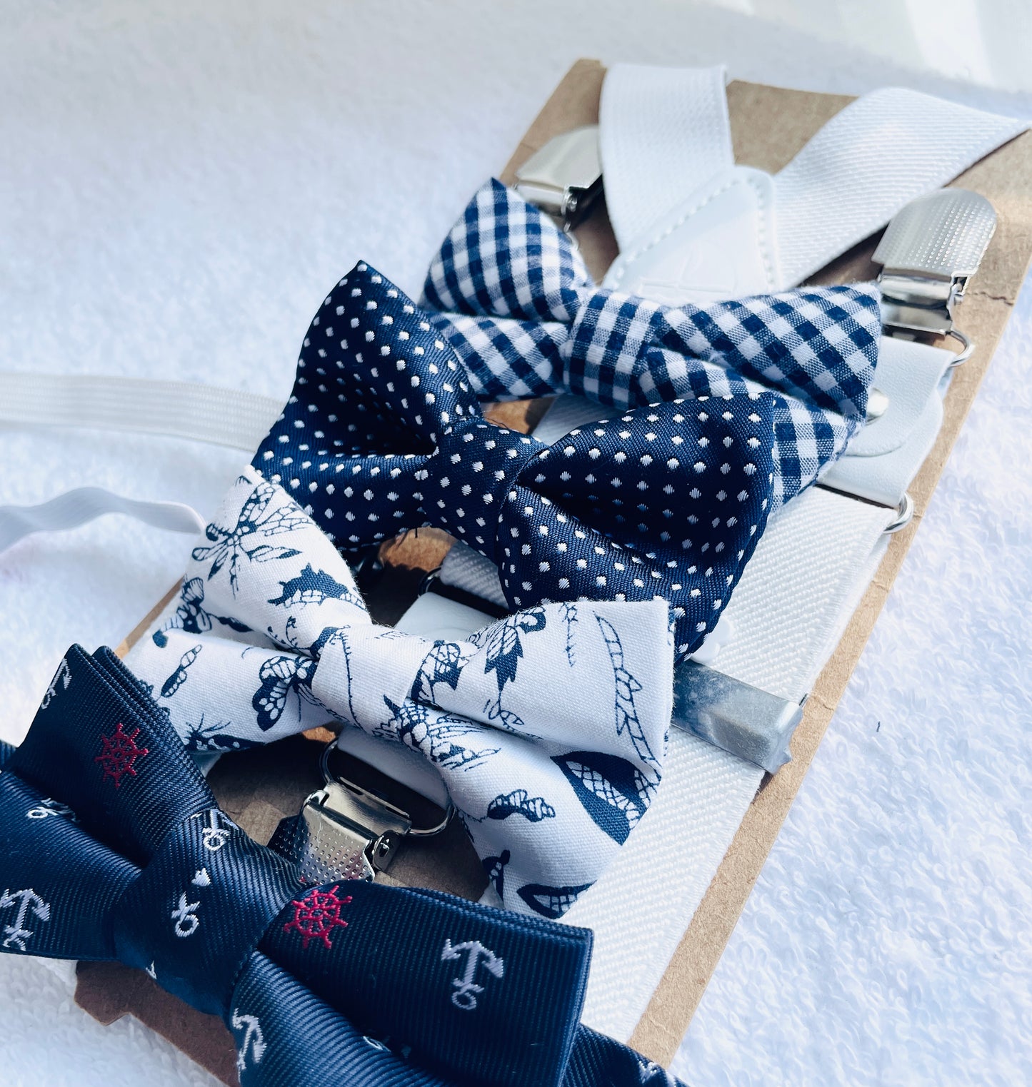 Baby and toddler bow ties and suspenders set