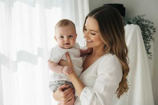 Boys white and grey linen baptism outfit with bloomers and blouse shirt