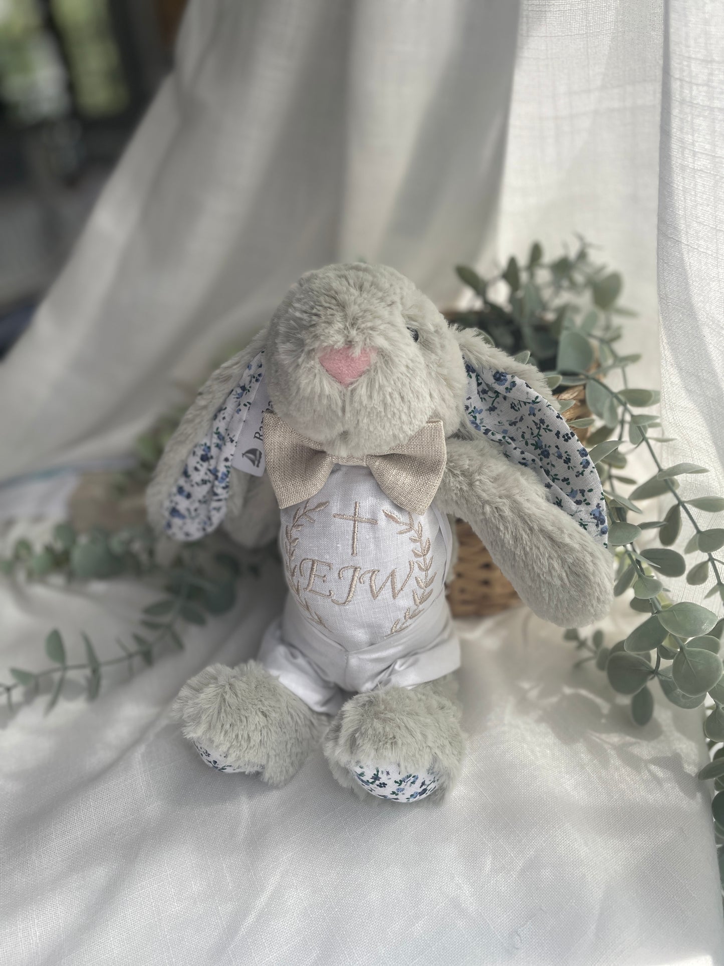 White and Beige Linen Set with optional Jacket Accessories and Embroidery Available