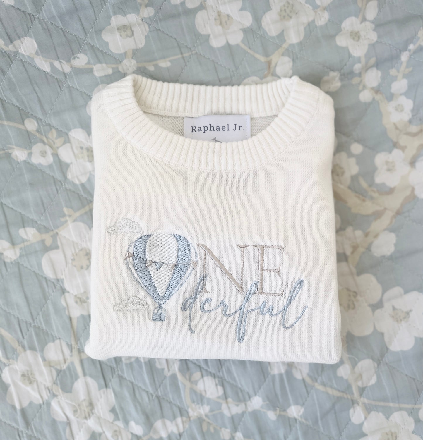 Baby first birthday whale teddy safari balloon sweater jumper with embroidery of your choice