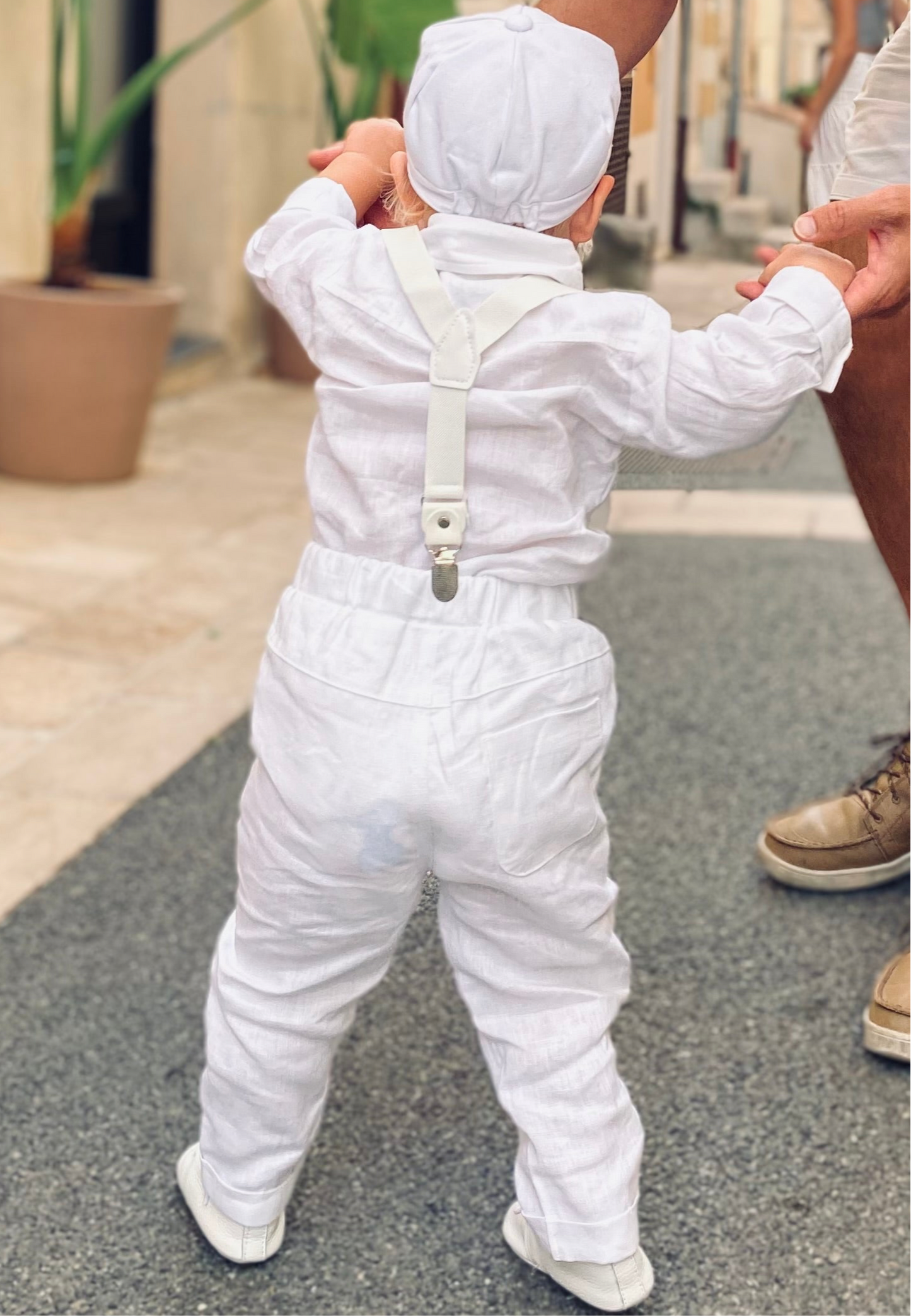 Baby and Toddler Boys white pure linen pants