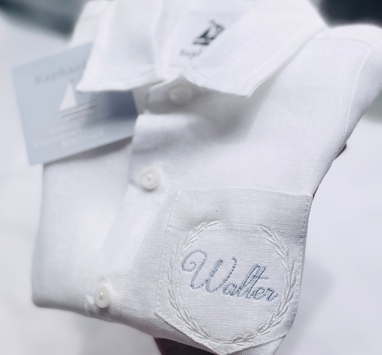 Baby and Toddler Boys white linen full length set with vest, shirt, pants, suspenders and bowtie