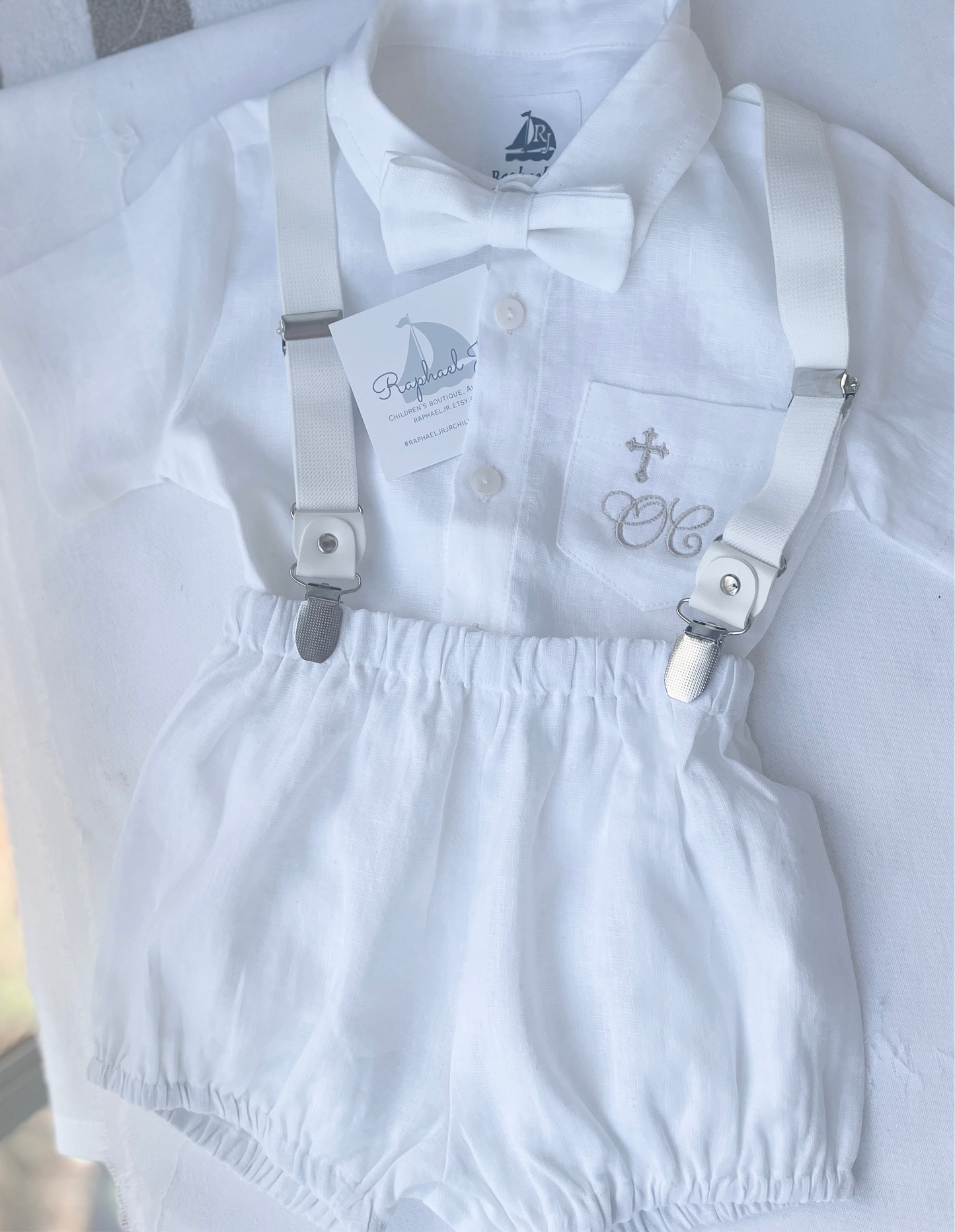 white pure linen bloomers