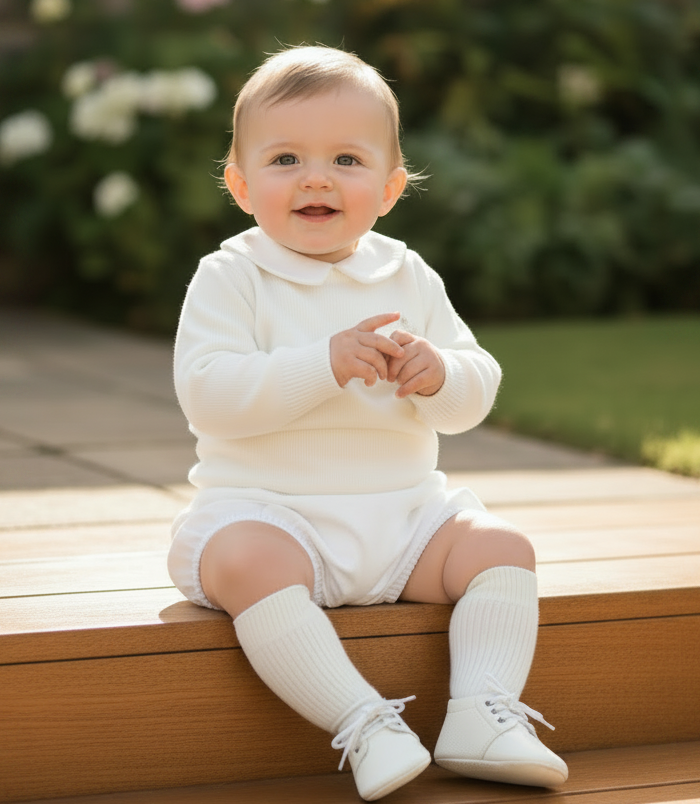 White cotton sweater with optional embroidery