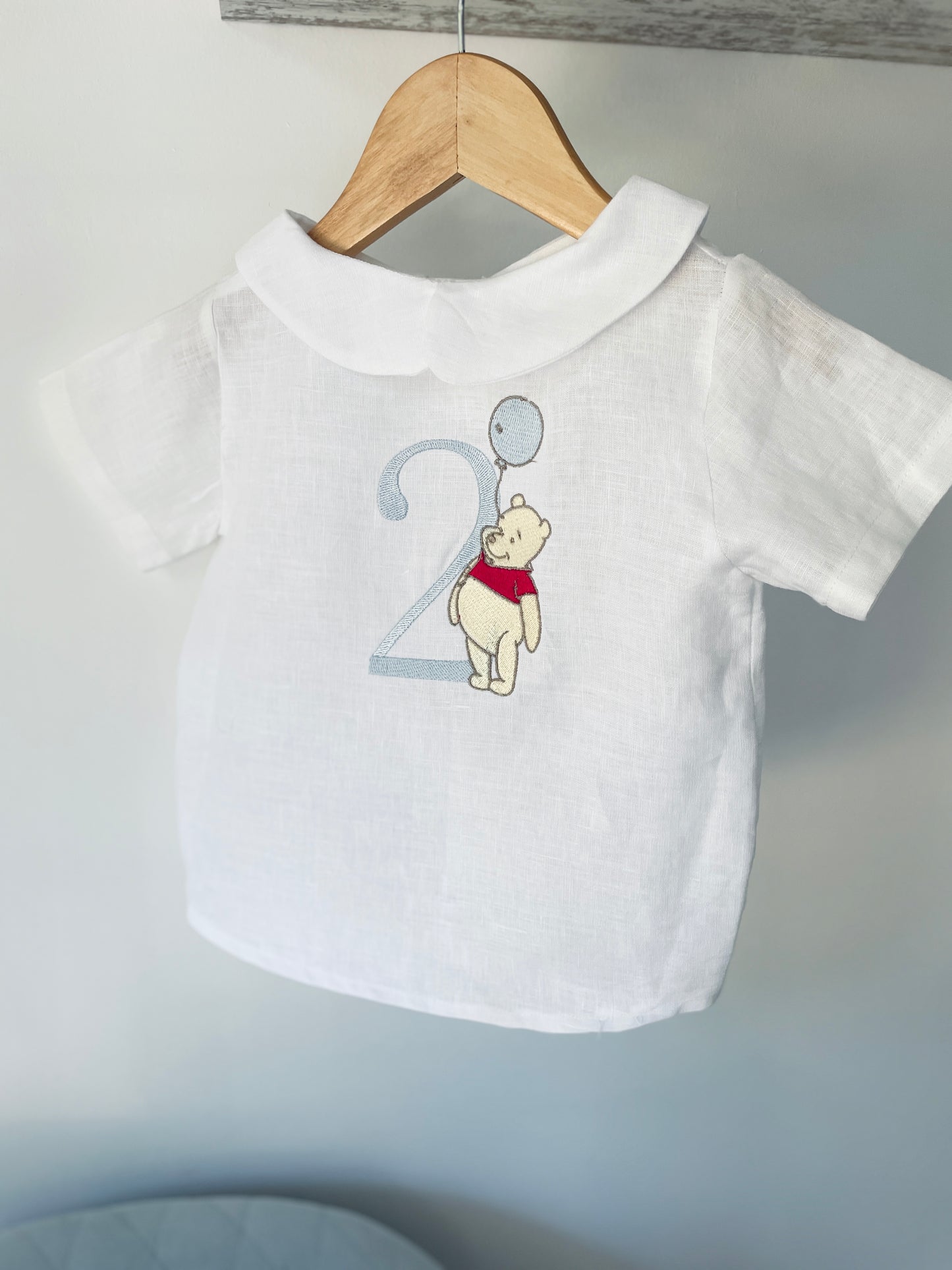 Pure linen white blouse shirt with round collar