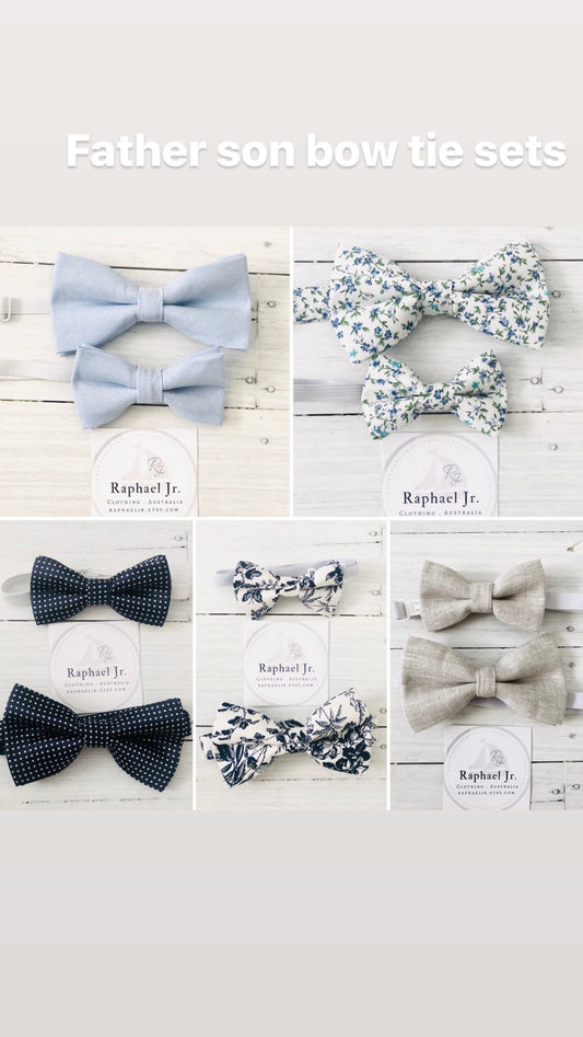 Childrens and Adults matching bow ties and suspenders sets