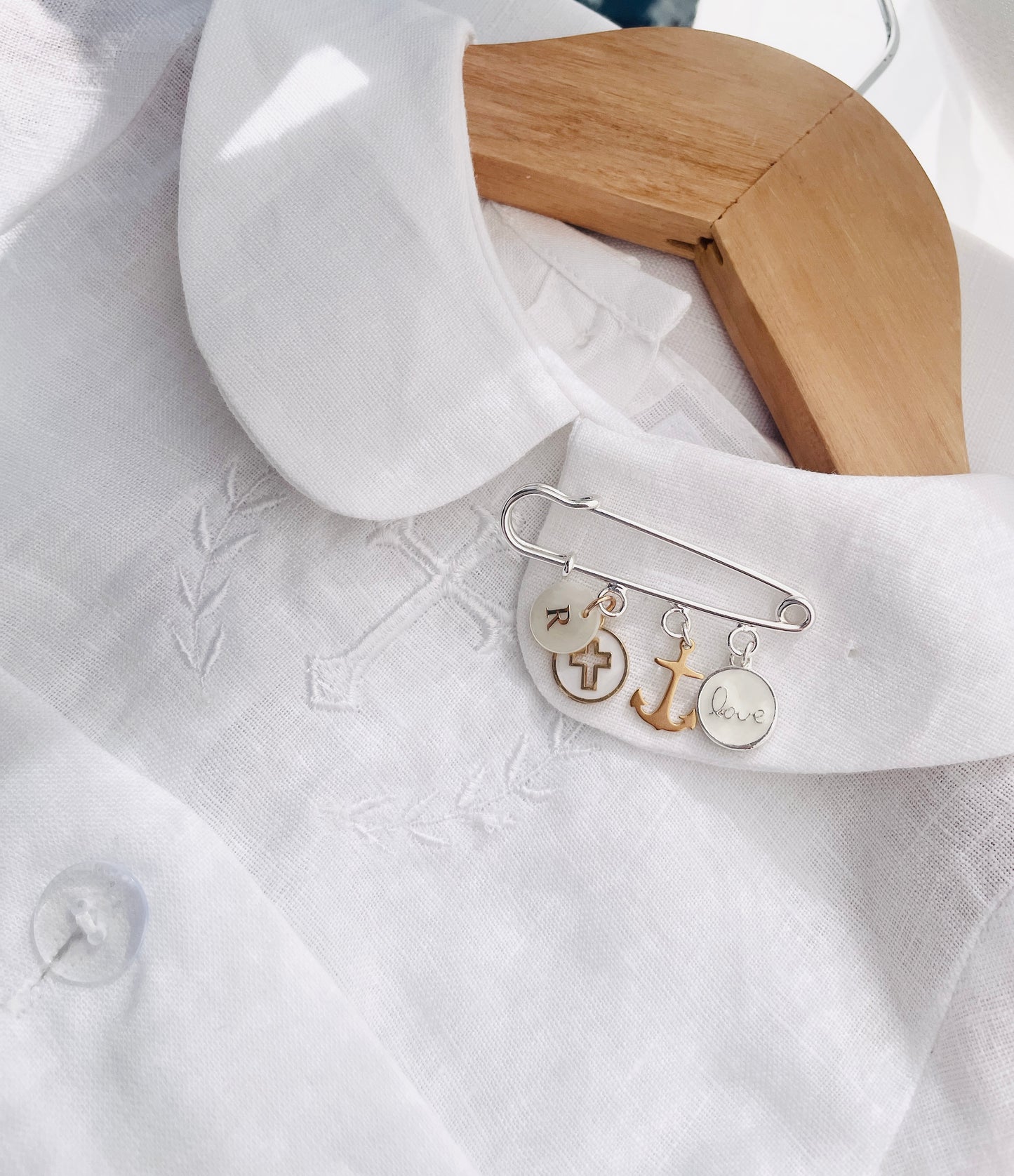 Baby Baptism keepsake Pin silver plated Brooch