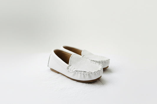 White Leather moccasins loafers boat shoes
