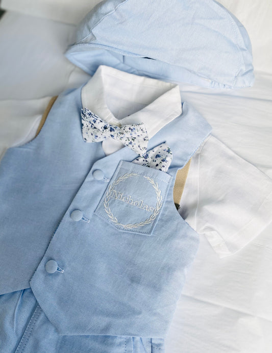 Blue chambray cotton cap