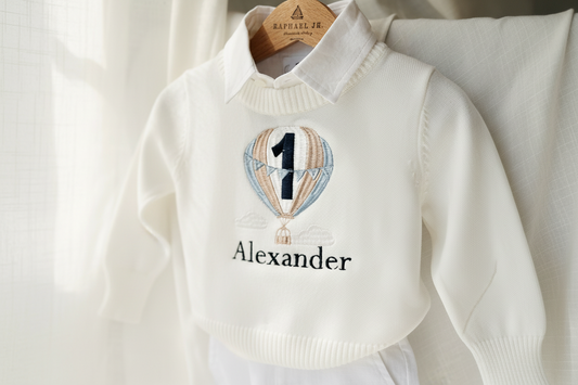 White cotton sweater with optional embroidery