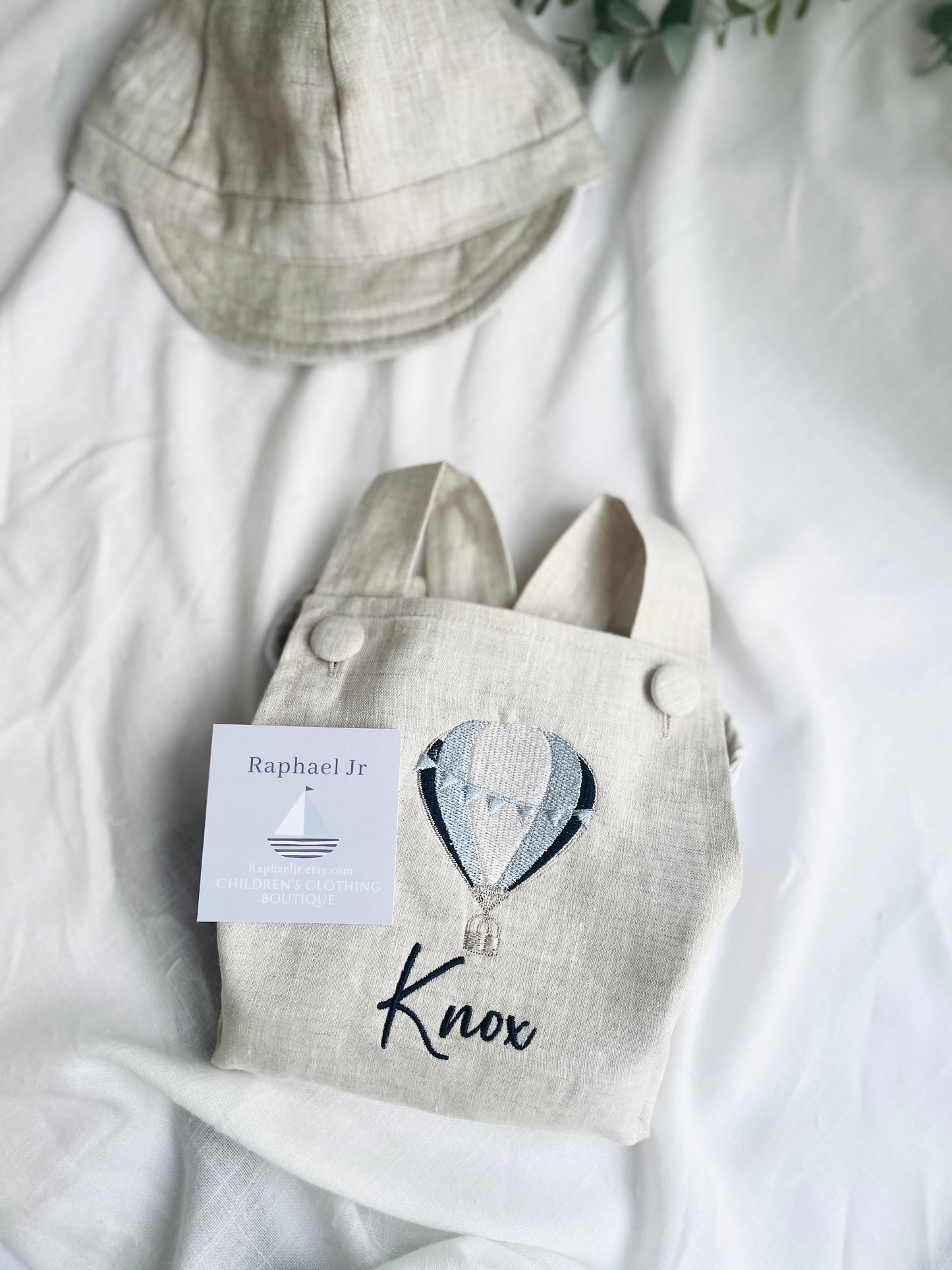 Boys Beige Linen Birthday overalls romper dungarees safari balloon fast car wild sea themes