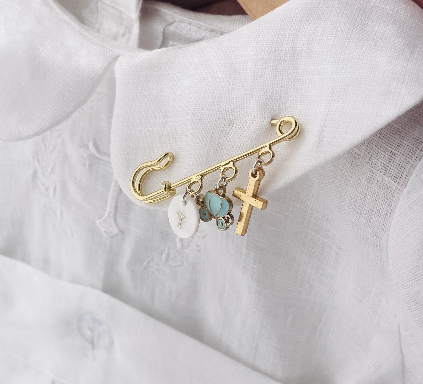 Baby Baptism keepsake Pin silver plated Brooch