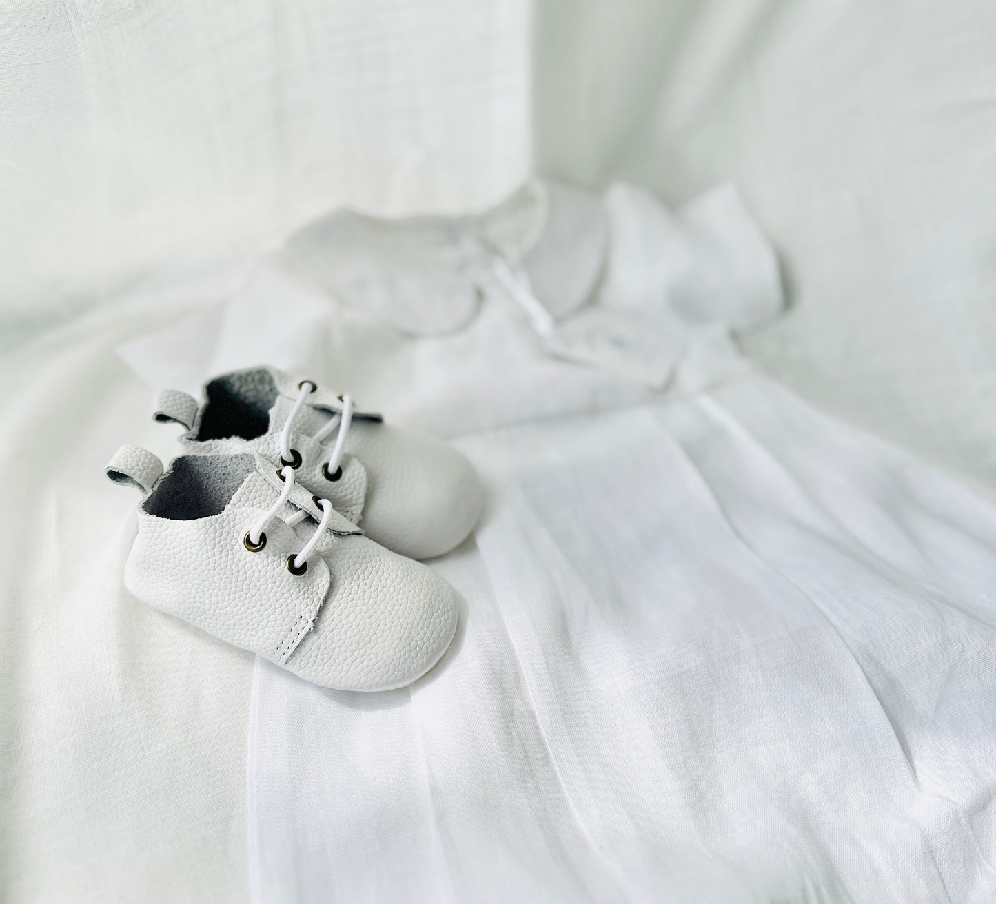 Linen Baptism romper short-all outfit with optional embroidery customisation