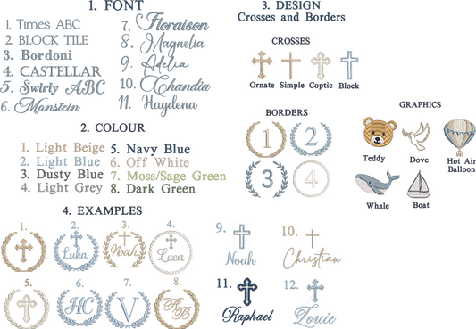 Baby and Toddler boys blue and white linen baptism and birthday romper and shirt set