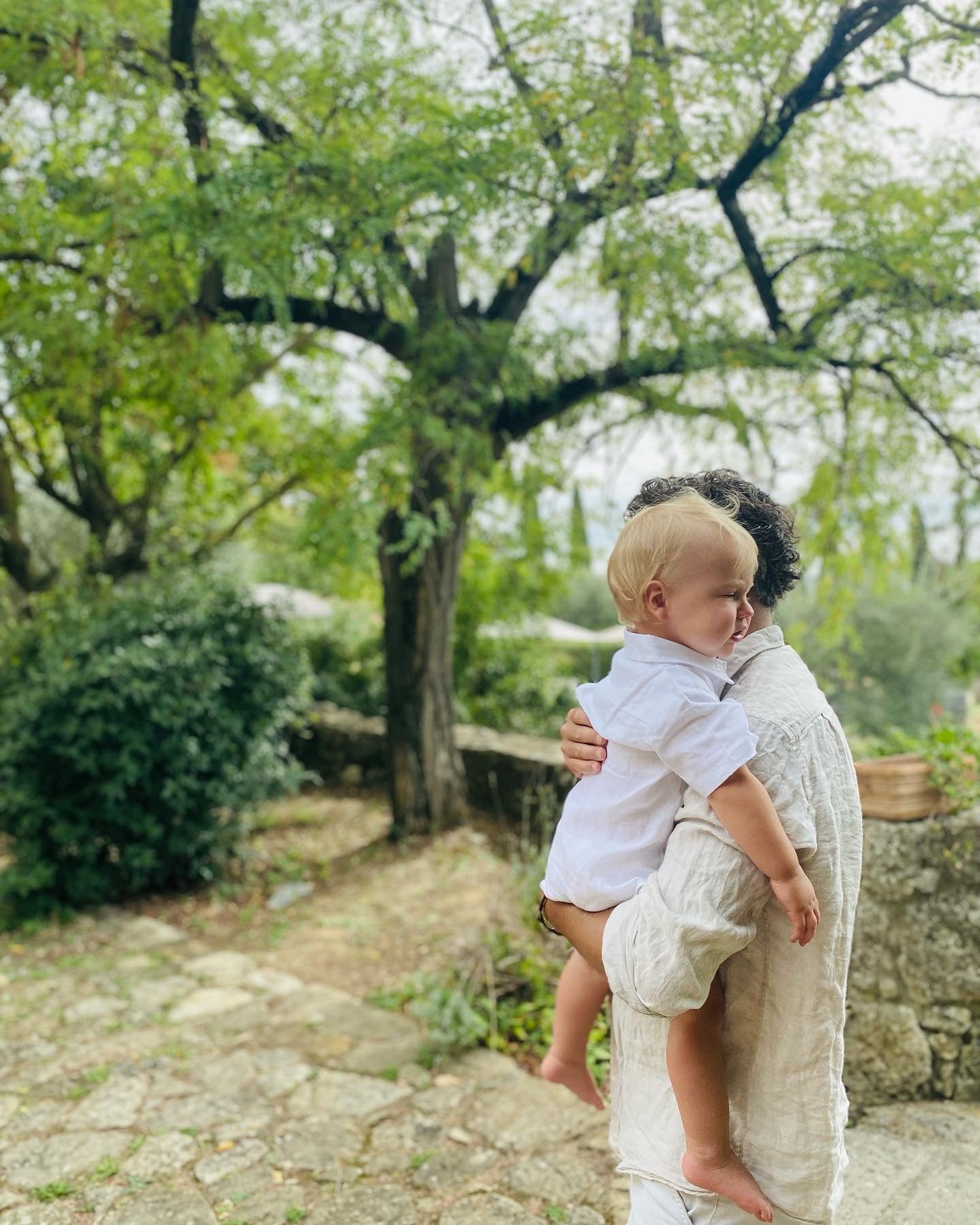 Baby and Toddler Boys white summer linen baptism suit