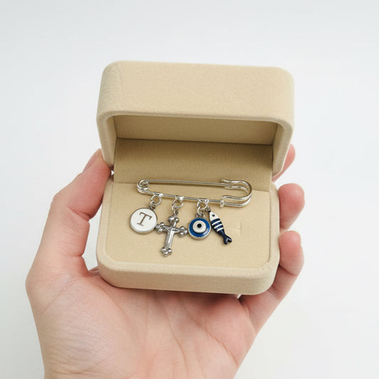 Baby Baptism keepsake Pin silver plated Brooch