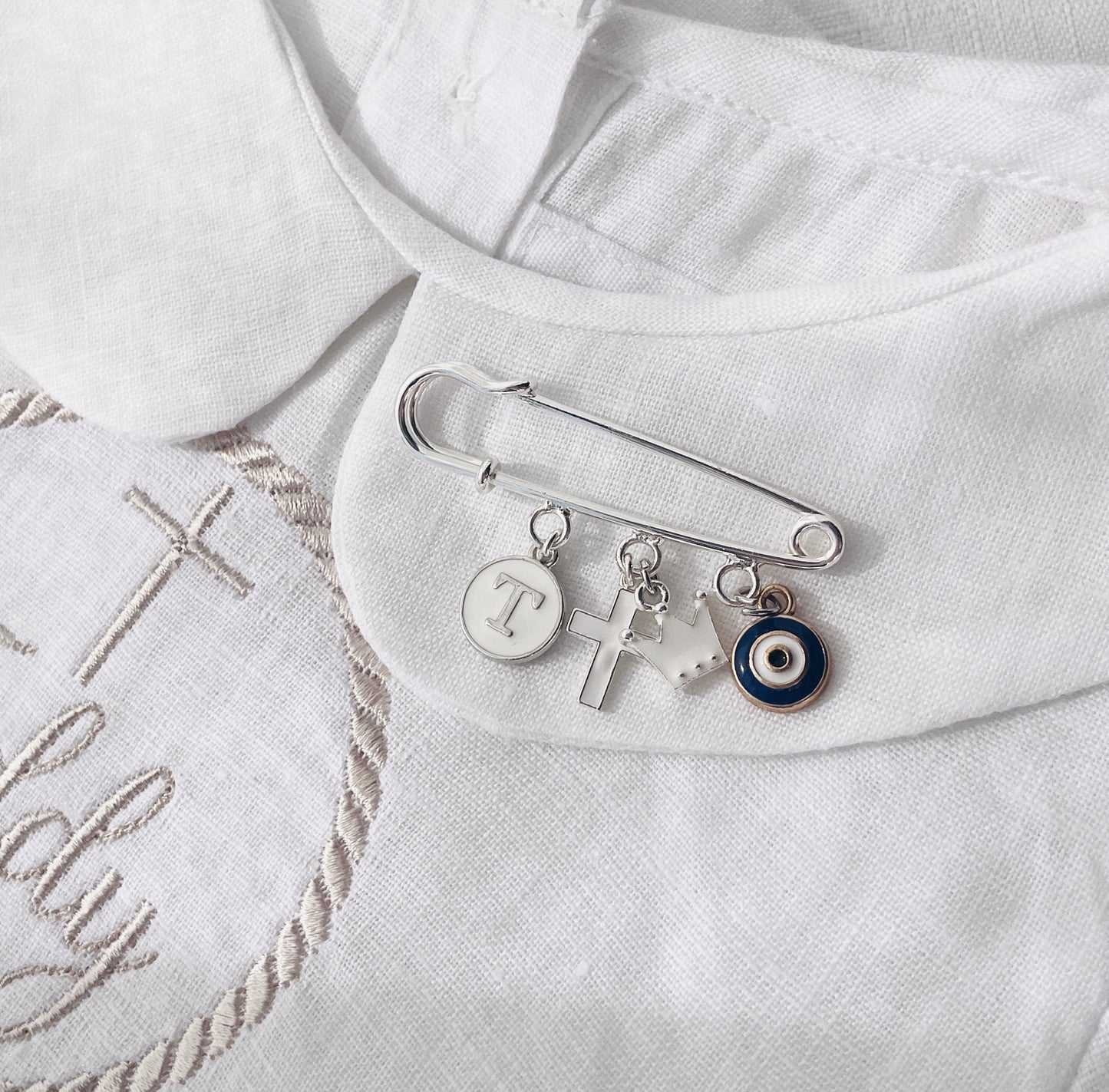 Baby Baptism keepsake Pin silver plated Brooch