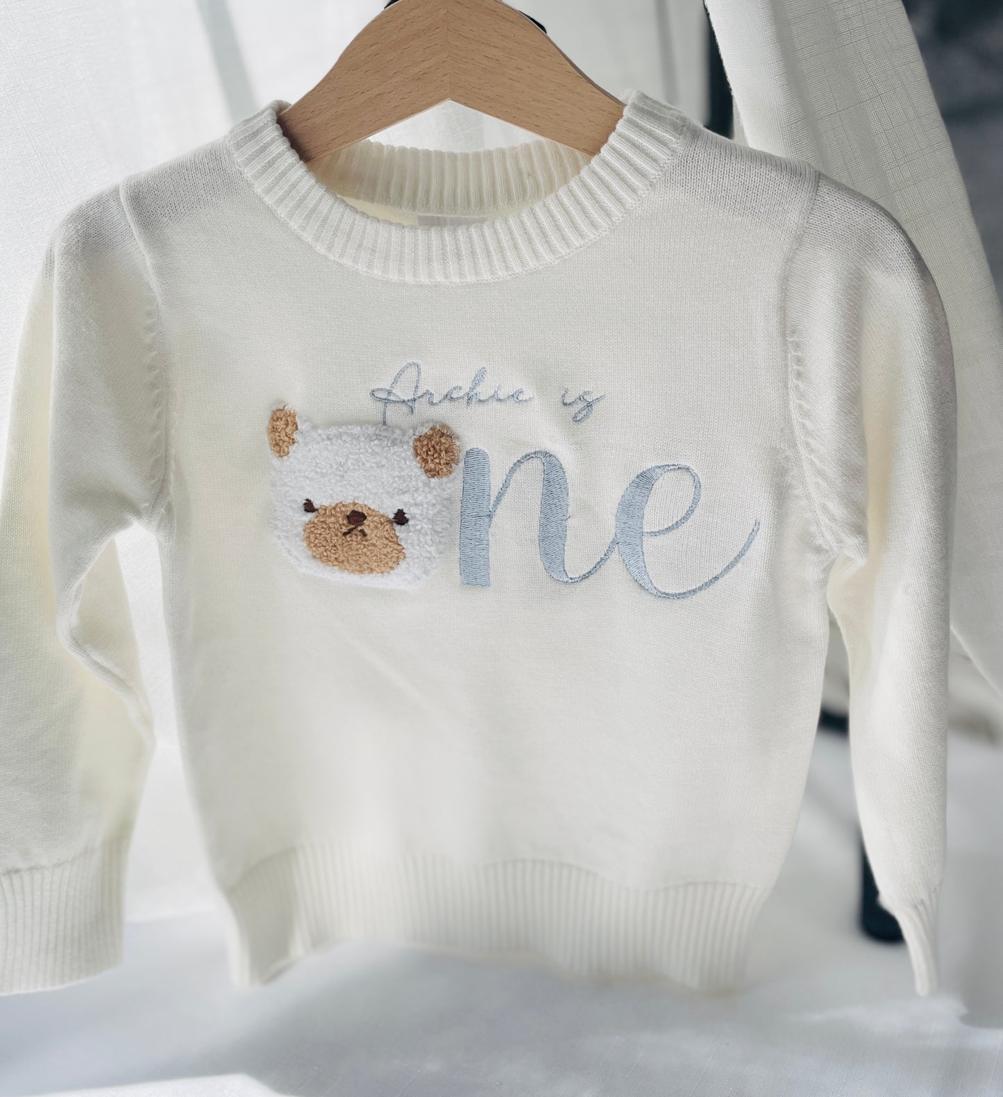 Baby first birthday whale teddy safari balloon sweater jumper with embroidery of your choice