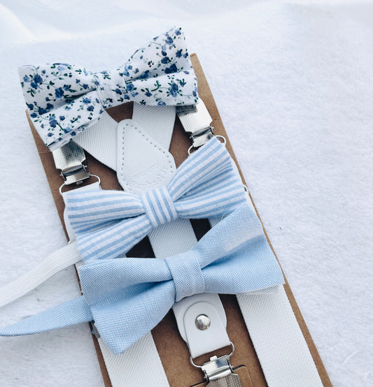 Baby and toddler bow ties and suspenders set