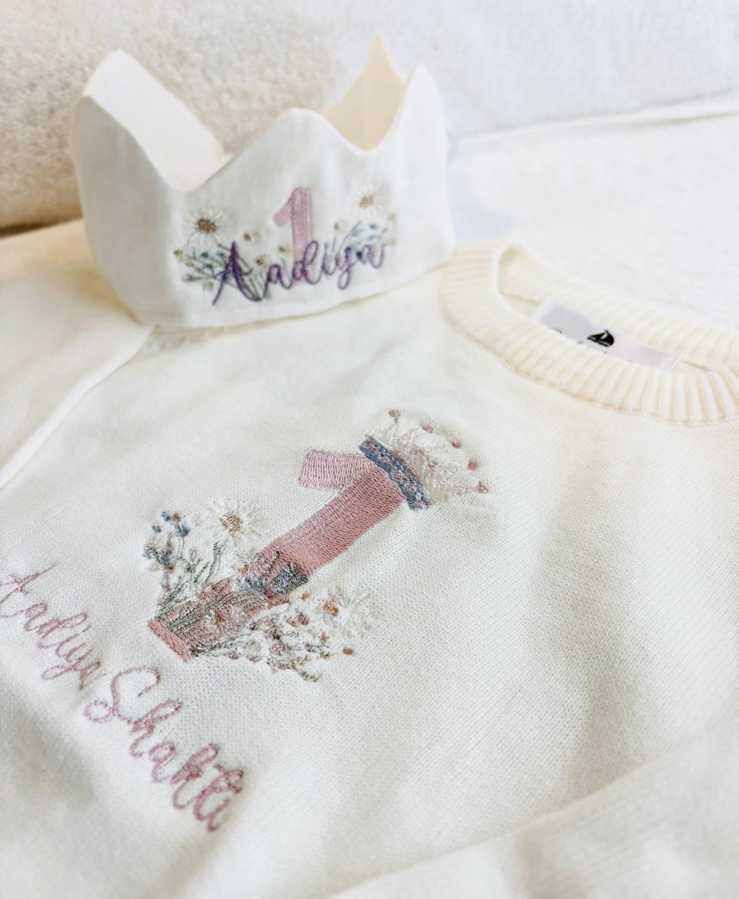 Baby first birthday whale teddy safari balloon sweater jumper with embroidery of your choice
