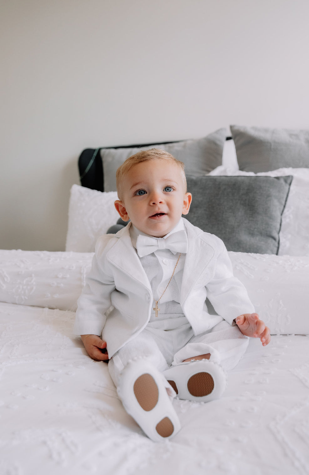 Baby and Toddler Boys white pure linen pants