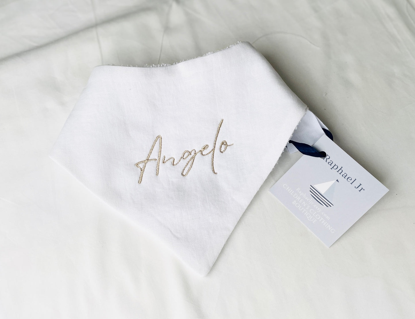 Personalised baptism christening hand towel with embroidery and optional bib