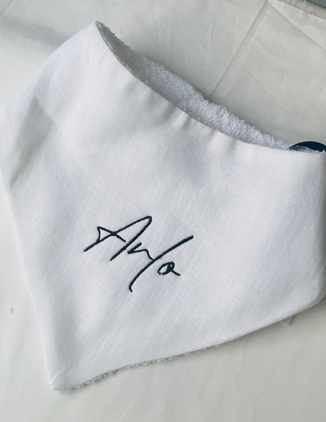 Personalised baptism christening hand towel with embroidery and optional bib