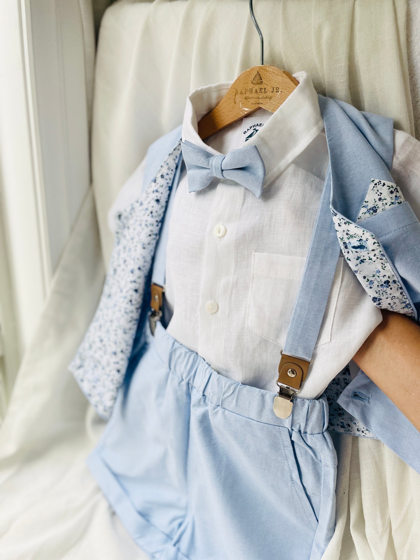 Baby and toddler bow ties and suspenders set