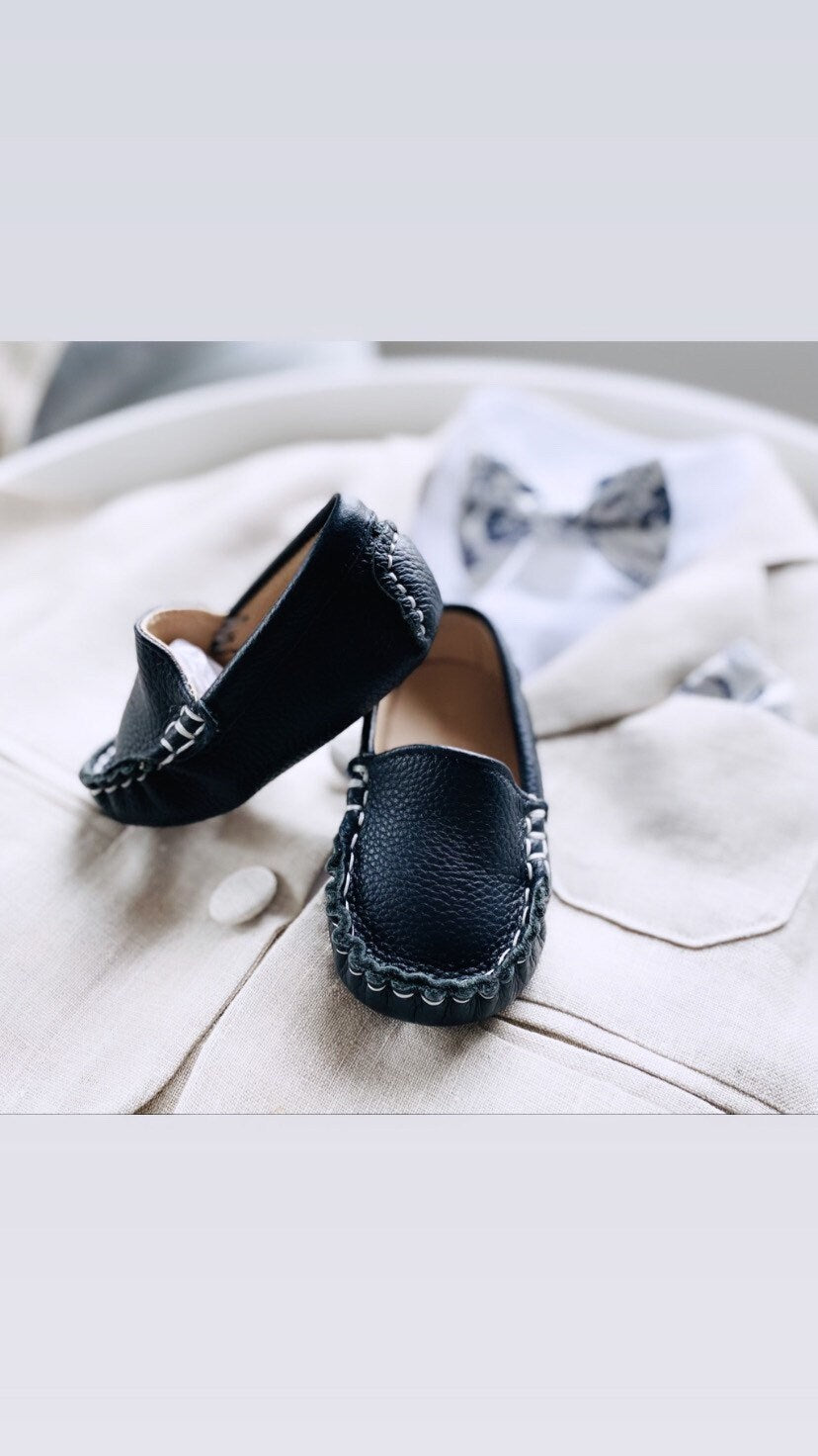 Navy blue and beige formal baptism or wedding suit with accessories and optional personalisation