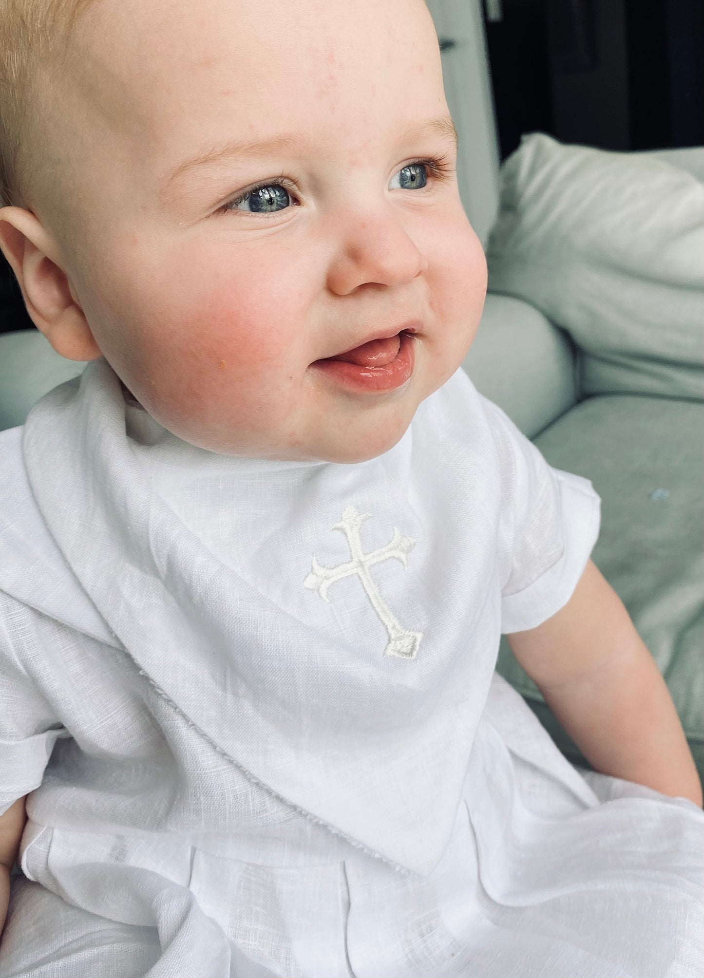 Personalised baptism christening hand towel with embroidery and optional bib