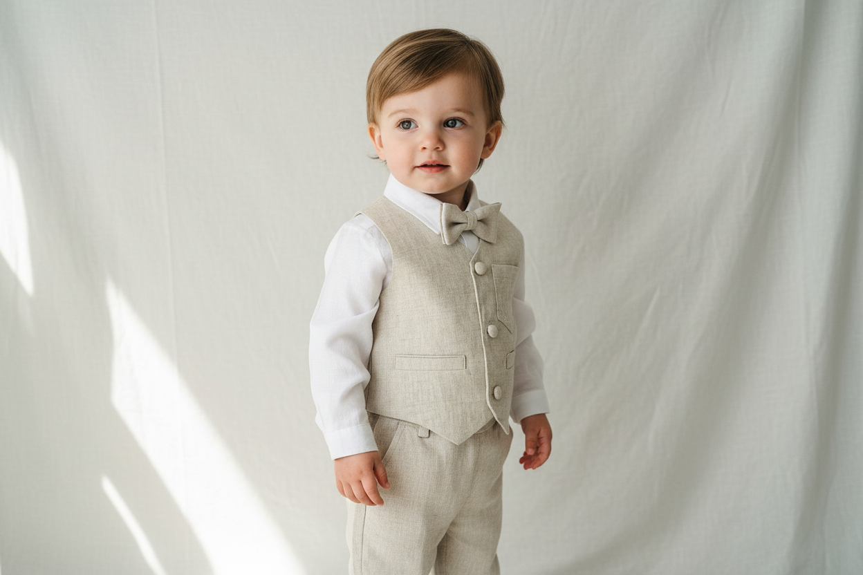 Beige neutral linen suits, sets and accessories